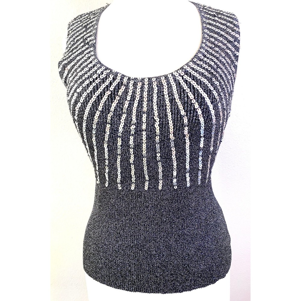 Investment Petites Women's Sequined Top, Size PL